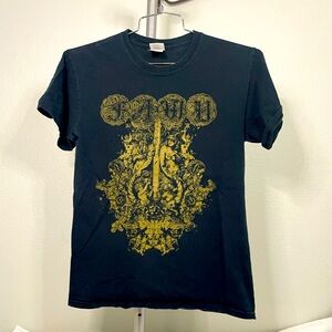 Gildan black & gold graphic Faun pagan folk band tee unisex sz S *Rare*